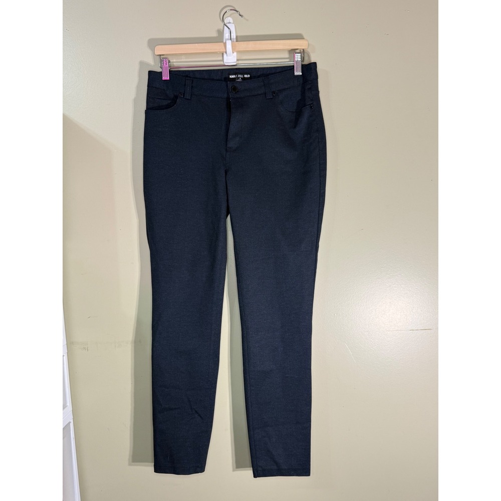Karl Lagerfeld Paris Navy Blue Herringbone Ankle Pants Size 8 Slim Fit Trousers